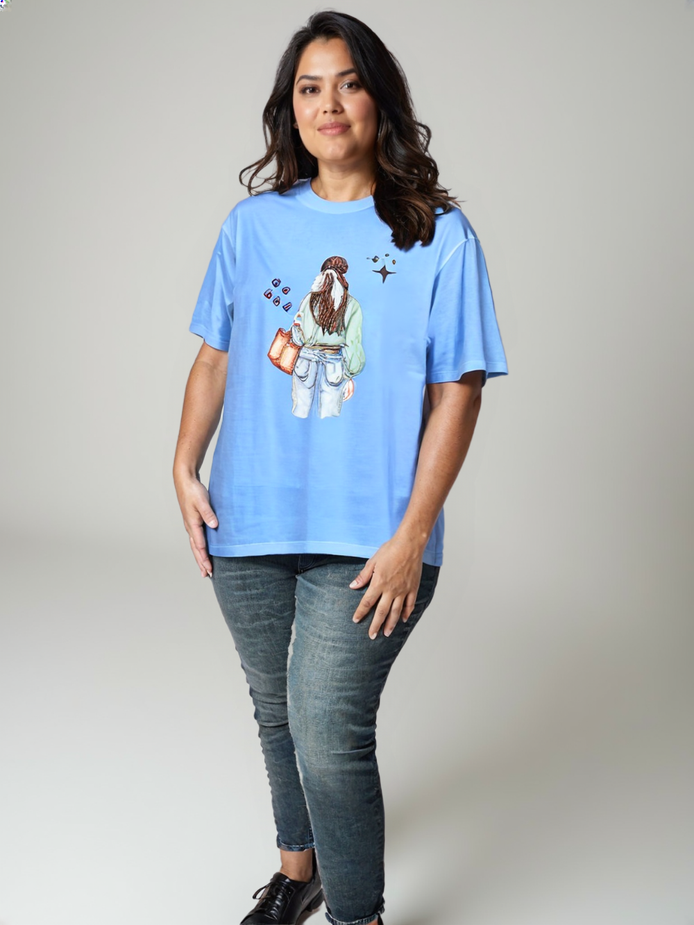 Female Oversized Classic T-Shirt, Baby Blue, XS to XXL