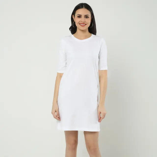 Women’s T-Shirt Dress with Pockets – Available in Black, White, Red, Grey Melange, Navy Blue, Golden Yellow, Sizes S-XL