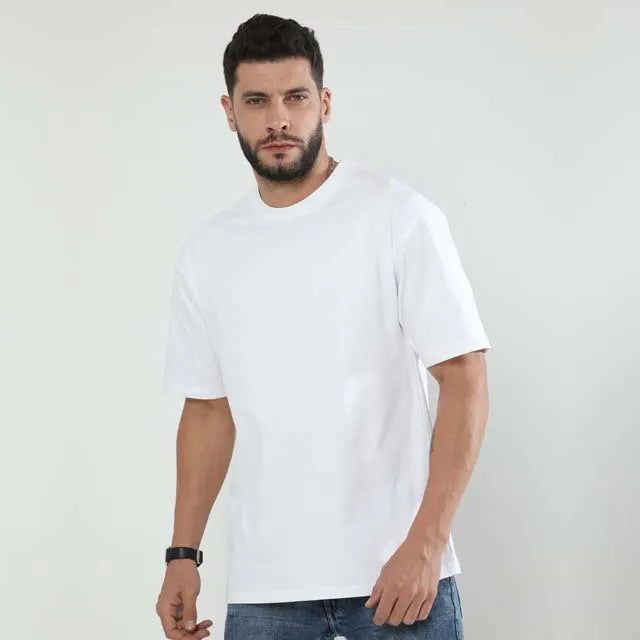 Unisex Oversized Classic T-Shirt, S-XXL, Black, White, Navy Blue, Royal Blue, Maroon, Baby Blue, Grey Melange, 240 GSM, 100% Cotton, Lycra Ribbed Neck